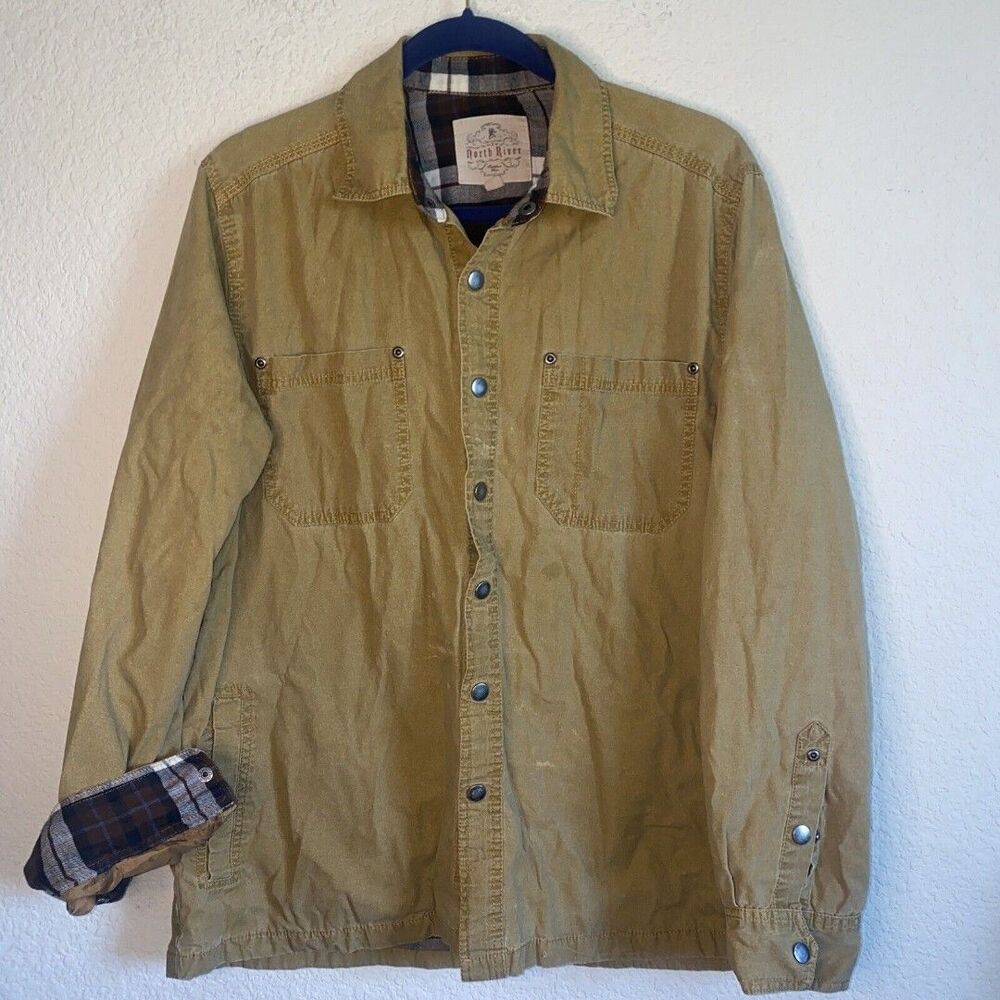 North River flannel chore barn Shacket plaid Snap country M jacket western